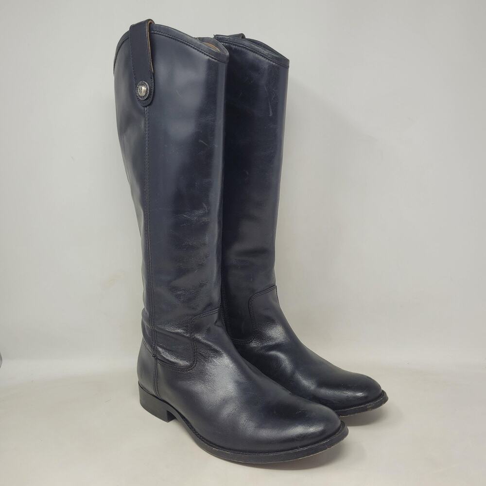 Frye Boots 8B Black Leather Riding Knee High Melissa Button 2 Equestrian Western